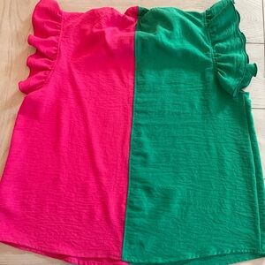 Small Mock Neck Ruffle Sleeveless Boutique Blouse